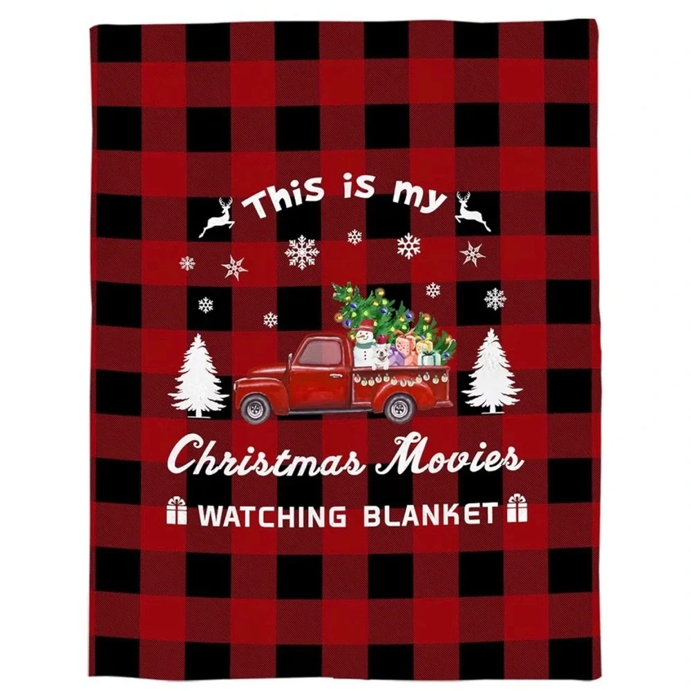 Christmas Movie Watching Red and Black Movies Blanket